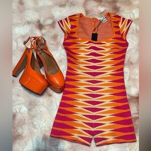 Fashion Nova Orange and Pink Knit Sweater short set